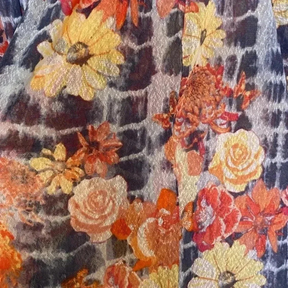 Ali Miles Womens Floral Long Sleeve Open Duster - Picture 3 of 8